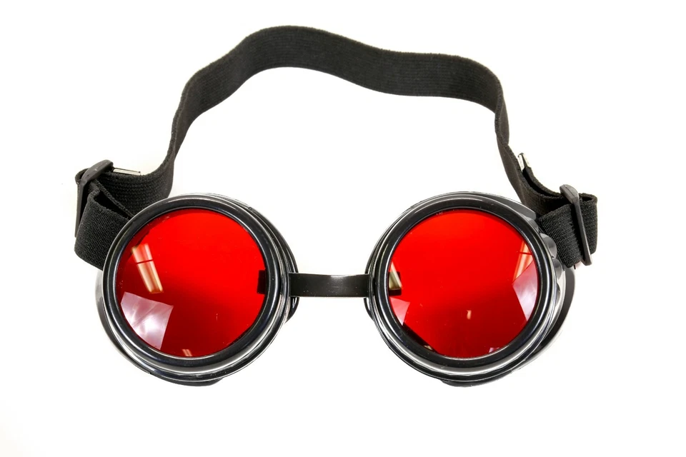 Red Lens Victorian Steampunk Goggles Glasses Welding Cyber Punk Gothic Cosplay  - Image 3 of 4