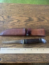 Vintage MARBLE'S Bird Trout Filet blade wooden handle knife W Sheath