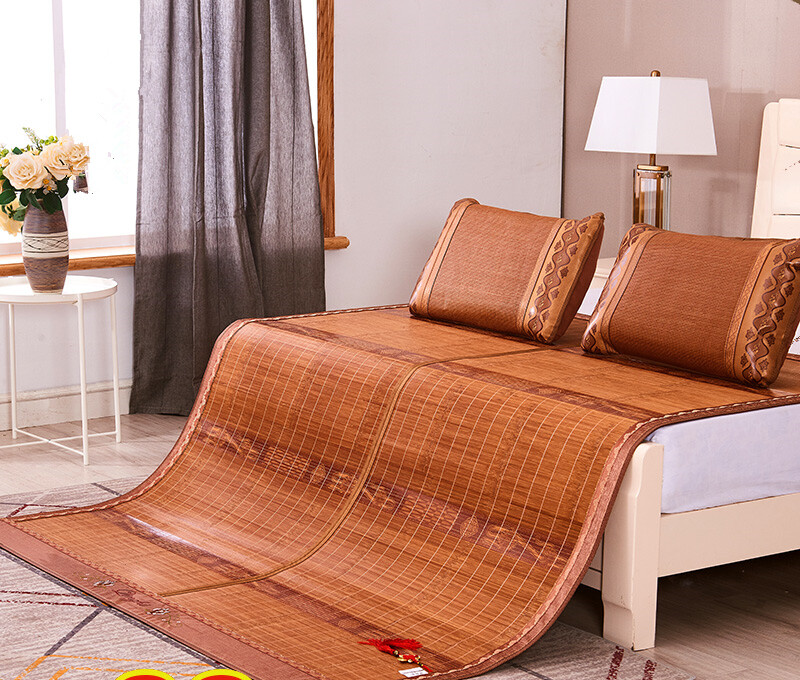 2023 Verano Bambú Alfombrilla Plegable Ratán Alfombrillas Completo Queen King Talla Doble Cara