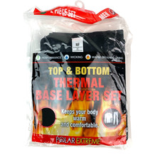Polar Extreme Top Bottom Base Layer 2-Piece Set Black Mens Large