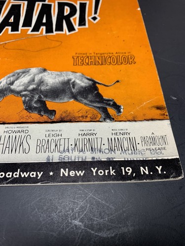 VINTAGE 1962 "Baby Elephant Walk" Sheet Music - Hatari Henry Mancini PIANO SOLO - Picture 4 of 9