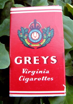 Greys Virginia Cigarettes Box  For 10 Greys Cork Tipped Fags  C.1950s