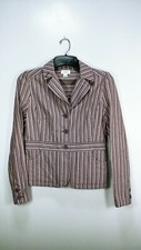 Ann Taylor Loft Blazer Jacket 3 Button striped lilac white versatile Sz 6