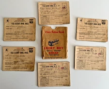 WW2 US RATION BOOKS X6 ORIGINAL WARTIME  + PAGES OF STAMPS OF AIRCRAFT ETC