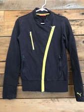 Womens Puma Moto Style Full Zip Sweatshirt Sz S Black