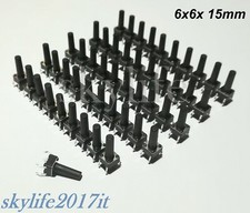 50pz Mini Micro PULSANTE 6X6X15mm INTERRUTTORE SWITCH TATTILE 4 PIN Arduino