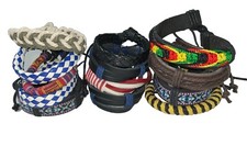 13 Pcs Set Braided /Surfer Leather Rope Cuff Bracelet Set Men Women