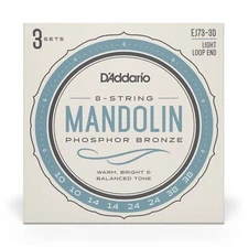 3 Pack D'Addario EJ73 Mandolin Strings, Phosphor Bronze, Light 10-38 EJ73-3D