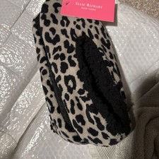 Isaac Mizrahi New York Leopard Print Sherpa Lined Cozy Slippers NWT