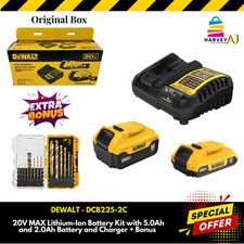 DEWALT DCB225-2C 20V MAX Li Ion Batt/Charger Kit w/ 5Ah & 2Ah +Free Bonus