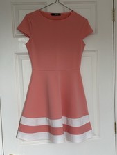 Quiz Peach And White Skater Dress Size 8
