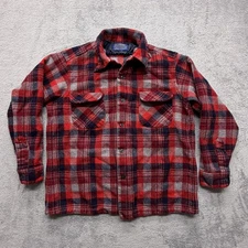 Vintage Pendleton Jacket Mens Large Red Plaid Wool Lined Shirt Jac 70s USA