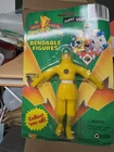 Vintage 1994 Power Rangers Yellow Ninja Ranger Bendable Figure Gordy Toy MOC
