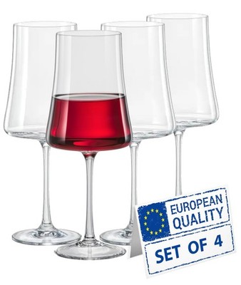 Wine Glasses Set of 4 | 13.5oz Hand-Blown Bohemia Titanium Crystal Goblets, L...