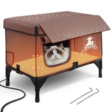 Heated Cat Houses for Outside Cats,Elevated Base Cat-Attracting Eave Design,Fera