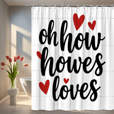 Cute Black and Red Hearts Shower Curtain for Home Decor