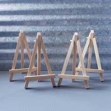 Lot of 4 Mini Wood Display Easels Table Top Easels Artist Triangle 5.75"T 3.25"W
