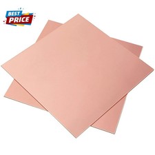 2 Pieces 99.9 Pure Copper Sheet, 6" X 6", 24 Gauge 0.5Mm Thickness, Film Attac