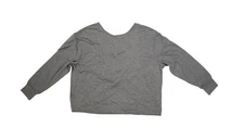 Venus Shirt Womens Medium Heather Gray Twist Front Open Back Pearl Detail Top