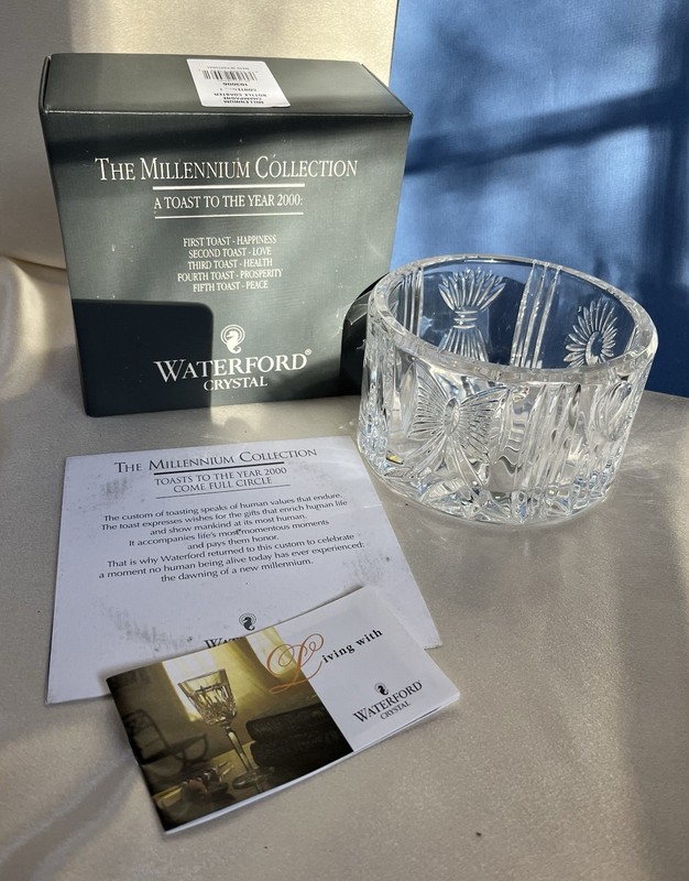 Waterford Crystal Millennium Champagne Bottle Coaster Vintage  3”T 5”W