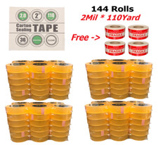 144-Rolls 2"x110Y 2-Mil Heavy Duty Clear Packing Tape w/FREE Fragile Sticker
