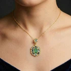 24K Gold 925 Sterling Silver Pendants Charming Green Prehnite Cabochon 2.63Ct