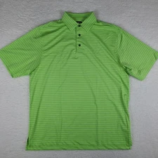 Foot Joy Polo Shirt Mens Large Green Blue Performance FJ Golf Tech Short Sleeve*