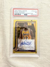 2025-26 Topps Chrome Magic Johnson Auto True Gold Refractor 50 Lakers Psa 7