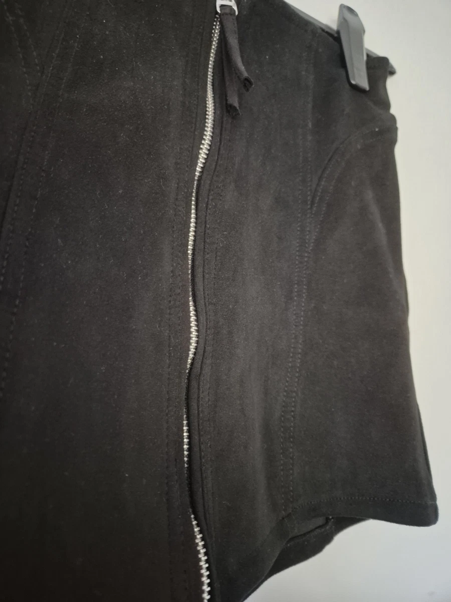 Minifalda Bershka para mujer negra de gamuza sintética con cremallera frontal talla S