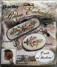 Bucilla Silk Ribbon Embroidery Kit - Brooch & Barrette Set - Your Choice