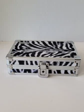 Zebra Print Silver Lock Box with Key