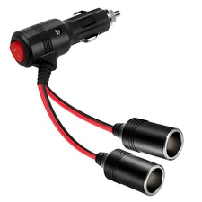 Car Cigarette Lighter Splitter DualSocket OnOff Switch 1to2 DC12V24V Car Charger