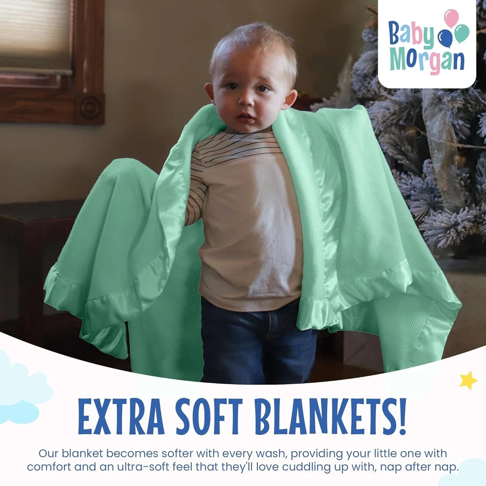 Mantas - Manta térmica para bebé con gofre cálida para cuna - Verde menta (36" x 50") Foto 3 de 4