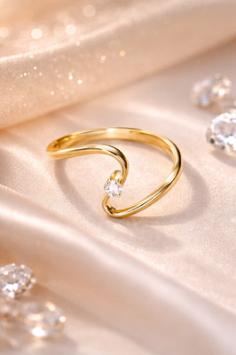 Solid 18k Pure Gold Infinity Shape with Real Diamond Ring