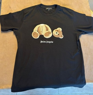 T-shirt nera di Palm Angels-Colorazione Nera e logo ricamato-Taglia L