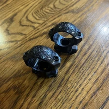 Rare Vintage Engraved Millet Steel Scope Rings “High” 1" Angle Lock “Minty”