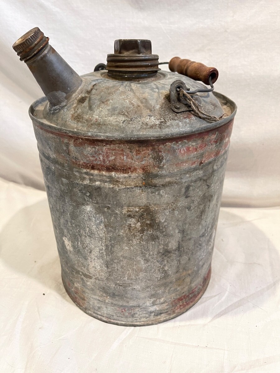 Large Vintage J & L Ware Galvanized Metal Gas Oil Kerosene Fuel
