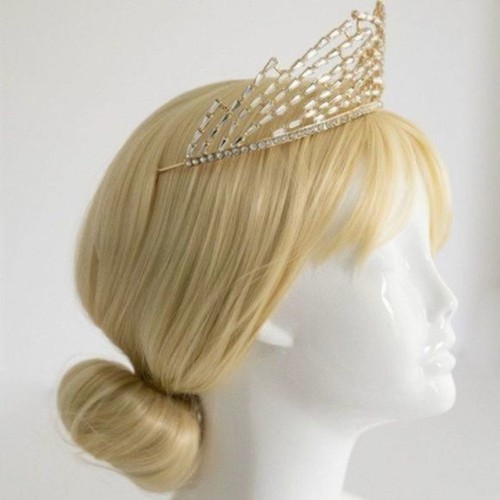 Modern Gold Rhinestone Bridal Crown. - Picture 7 of 7