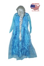 Frozen Elsa Girls size 11-12 4'10" Halloween Costume with Wig  attached cape