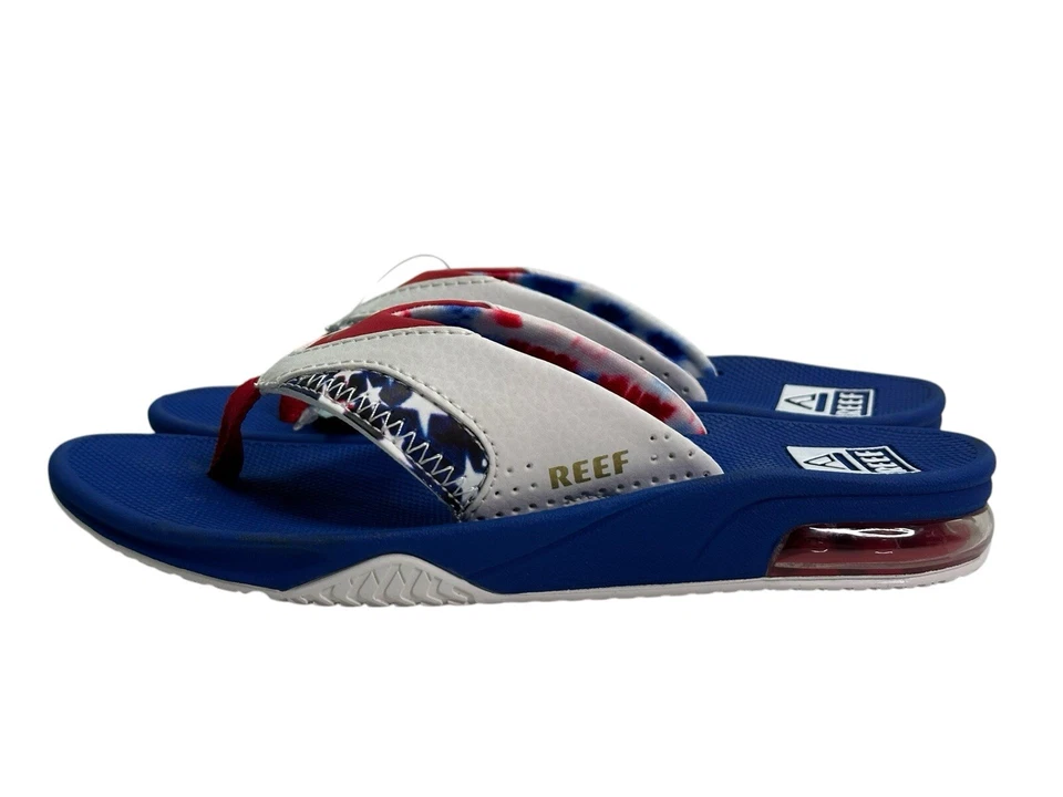 NWT Kid's Reef Fanning Flip Flops Red, White, and Blue Size 5 CJ6092 - Image 4 of 4