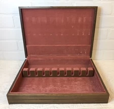 Wooden Silverware Flatware Storage Chest Box VINTAGE b