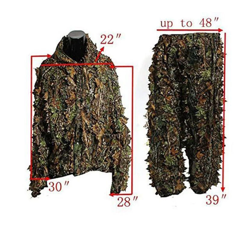 3D Ghillie Suit woodland Tarnanzug Camo Camouflage Kleidung Jagd Einheitsgröße - Bild 3 von 4