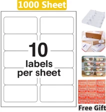 10000 Labels 2" x 4" Shipping Address Labels for Laser Ink Jet Adhesive 10 UP US