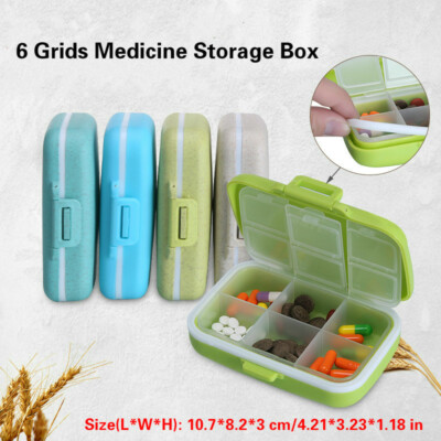 6 Grids Medicine Storage Box Mini Pill Case Container Removable Health Care