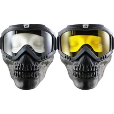 2 Birdz Eyewear Skullbird Detachable Skull Mask with Goggles Clear + Yellow Lens