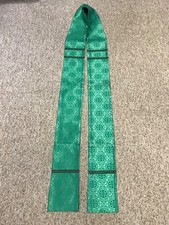 Green clergy stole with cross design and green galloon.