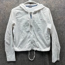 Vintage Nike Jacket Womens Small White Hooded Windbreaker Lightweight Full Zip