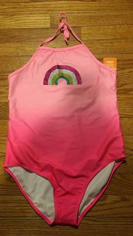 NEW Gymboree Girls XL 14 Swimsuit Rainbow Pink Bathing Swim Suit
