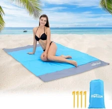 Portable Beach Mat Picnic Mat Polyester Sandless Mattress Pad Blue