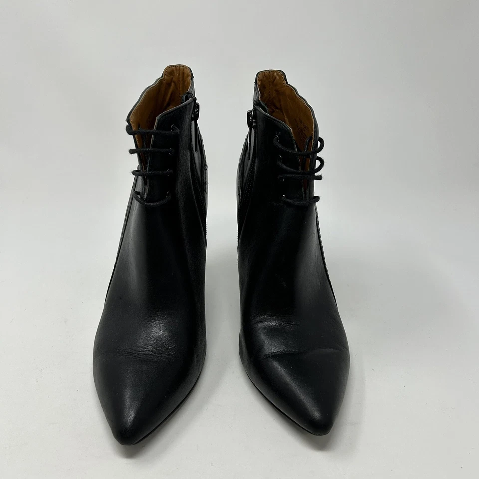 H by Halston Botines Mujer Talla 7.5 Negro Cuero Botines Tacones de aguja Foto 3 de 4